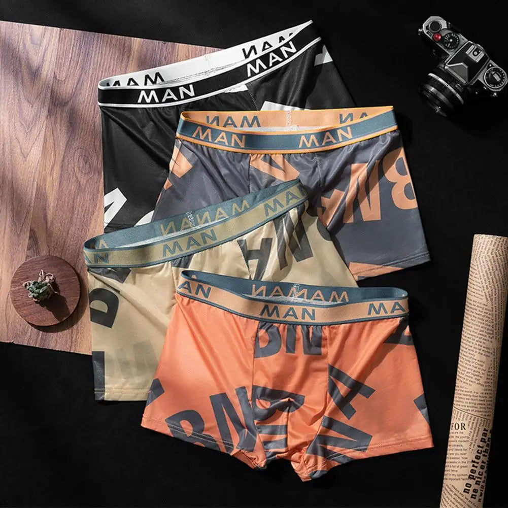 Men's Plus Size Letter Printed Boxer Shorts