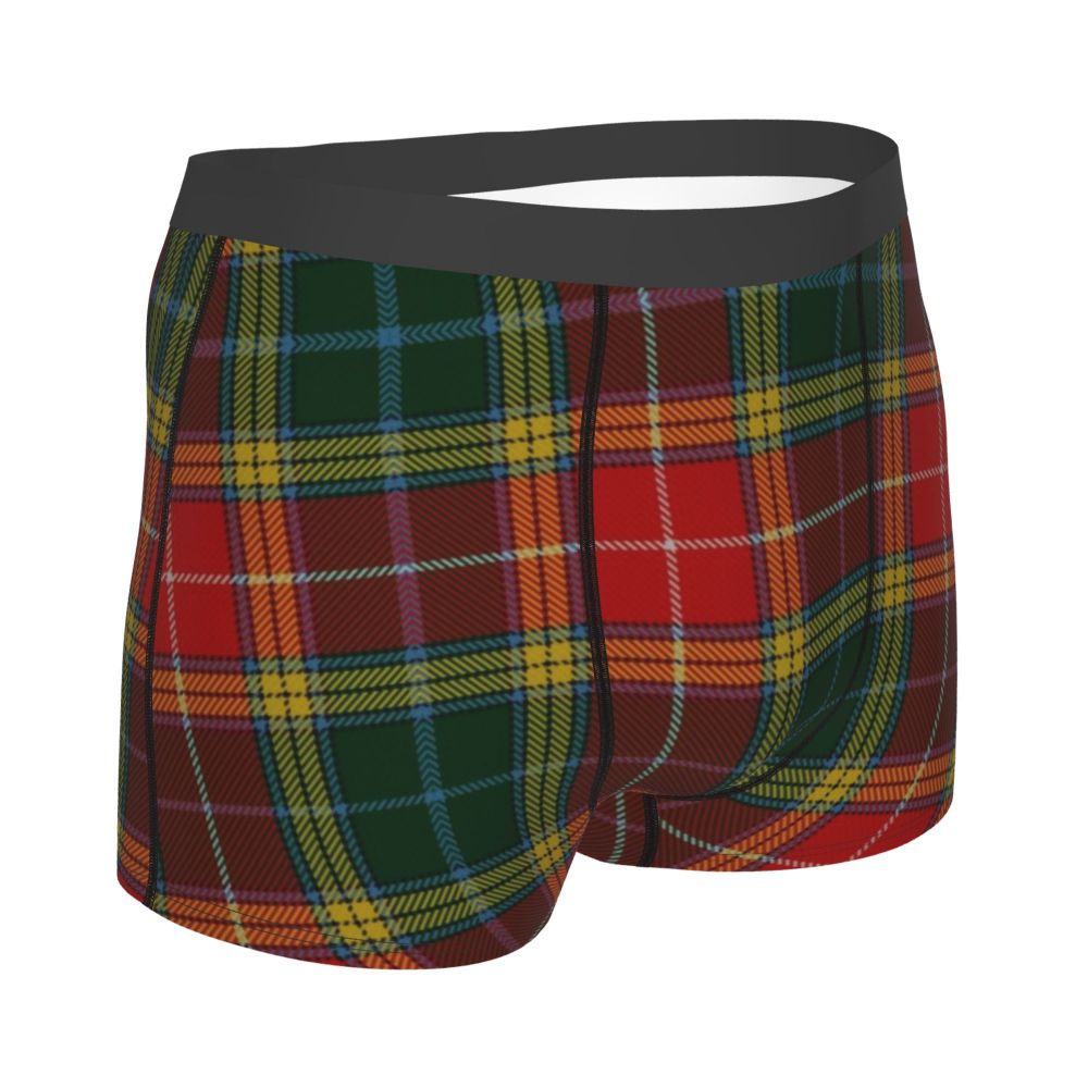 Black Watch Tartan Boxer Shorts for Men in Lycra and Polyester