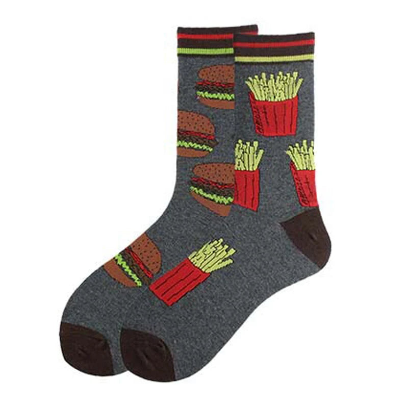Men's Harajuku socks with print Funny AB asymmetric fashion colorful skateboard socks Happy Business Socks