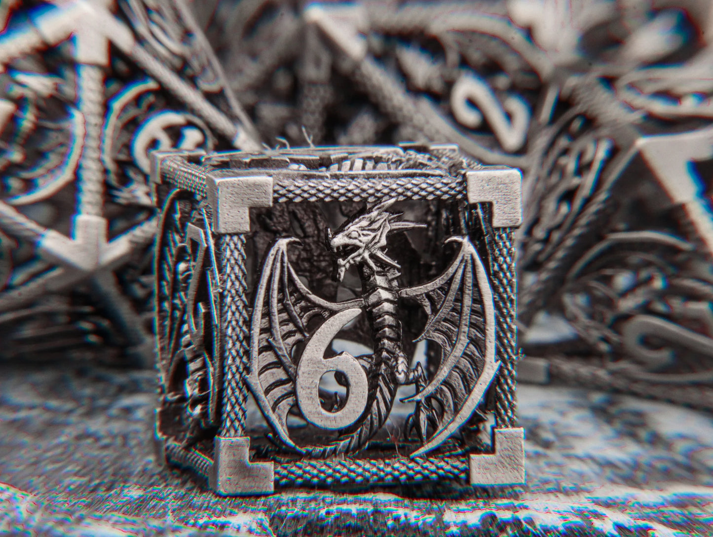 GSF Polyhedral Metal Dragon D&D Dice Set for Dungeons and Dragons Hollow Metal Dice