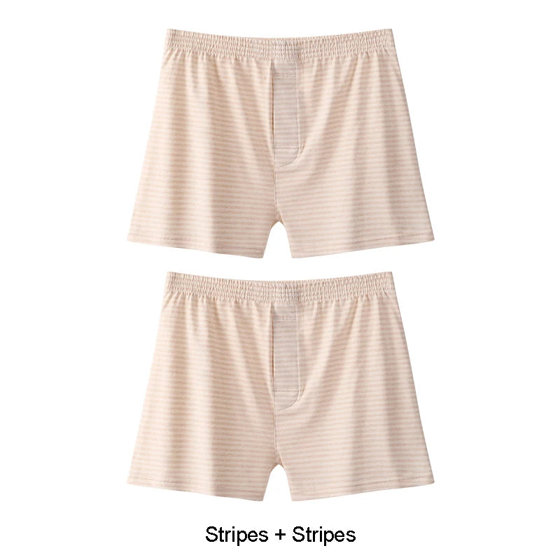 Men's Cotton Boxer Shorts with Striped Pattern