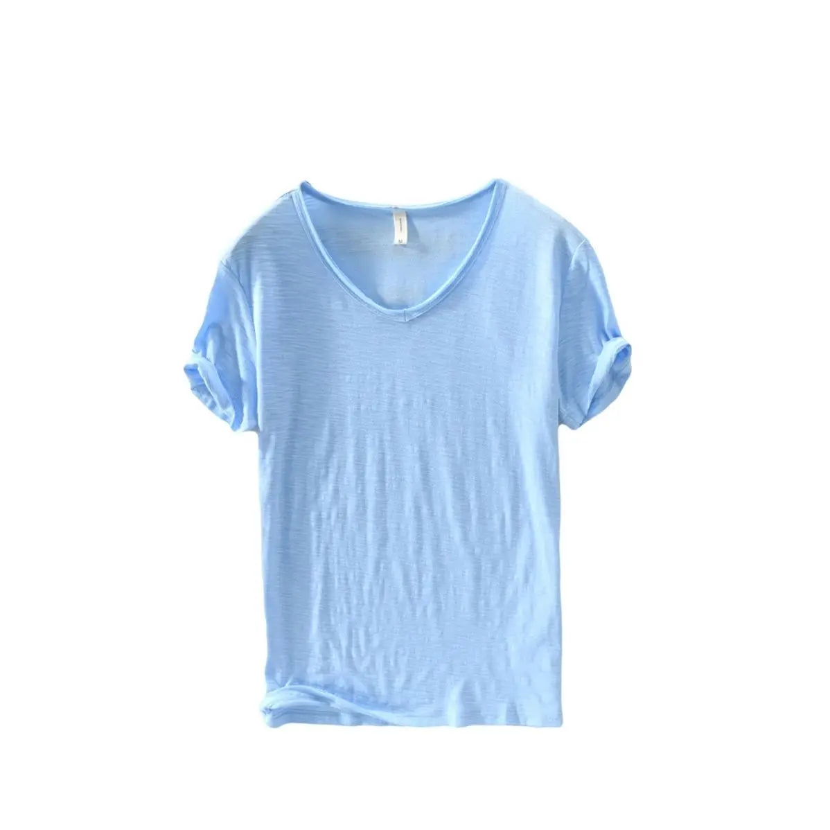 Cotton V-Neck T-Shirt for Men in White