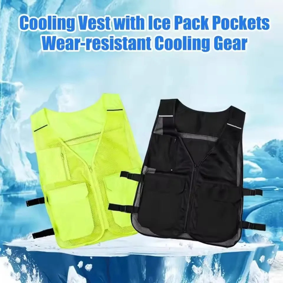 Ice Cooling Vest 60x49cm Breathable Mesh Utility Jacket