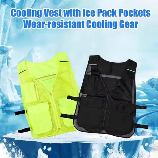 Ice Cooling Vest 60x49cm Breathable Mesh Utility Jacket