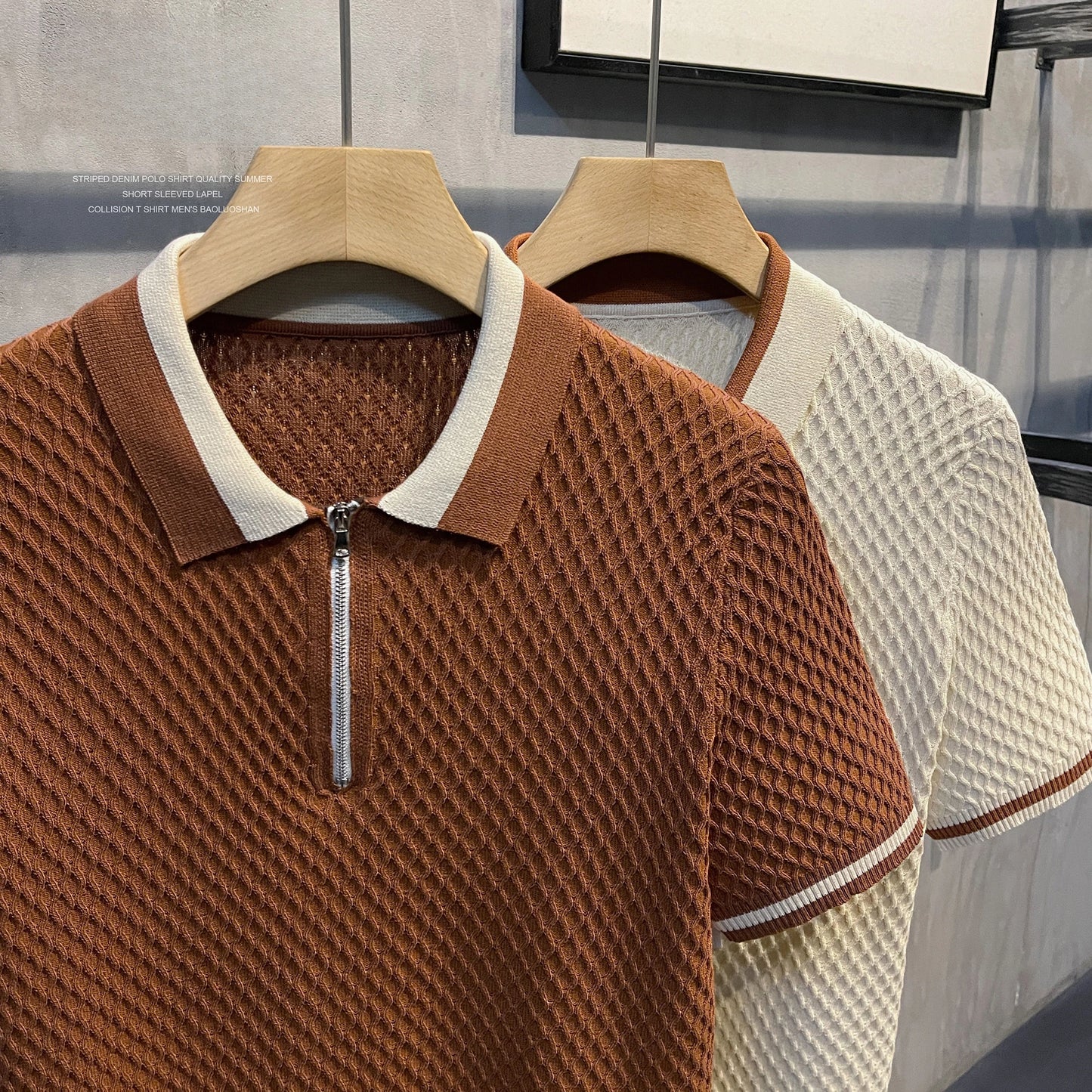 Men's Casual V-Neck Knitted Polo Shirt