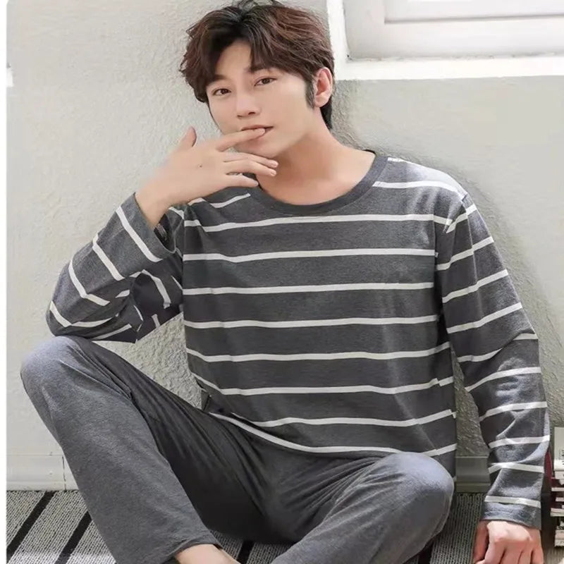 Men's Striped Long-Sleeved Pyjama Set W415