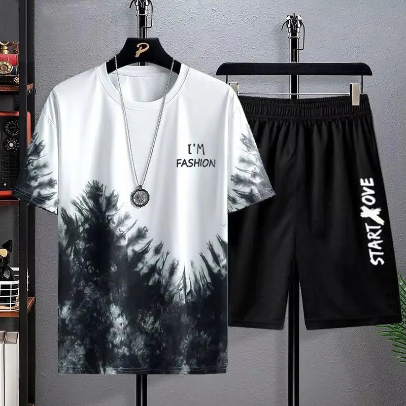 Men's Casual Two Piece Set with Eagle Print