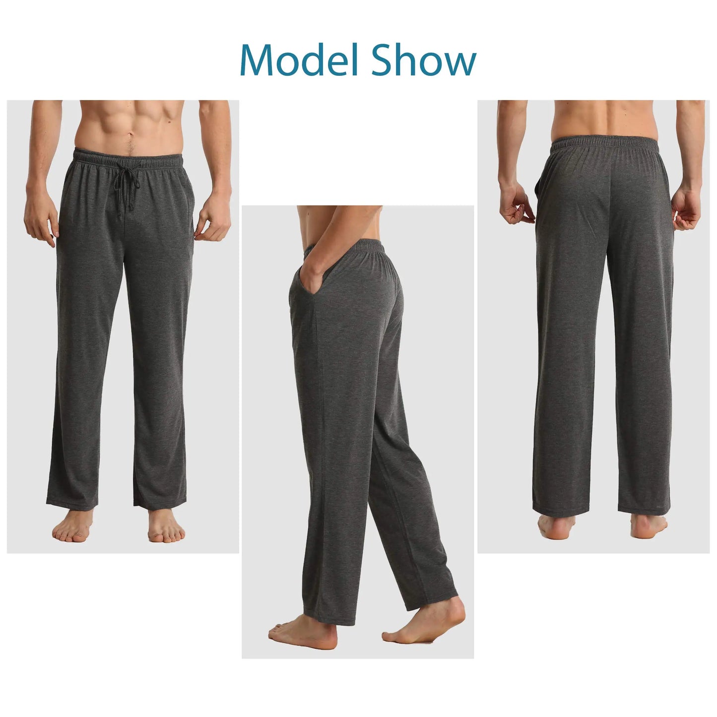 Mens Pajama Pants Lounge Pants Men with Pockets Soft Breathable Men Pjs Bottoms Casual Sleepwear Pajama Pants for Men Loungewear