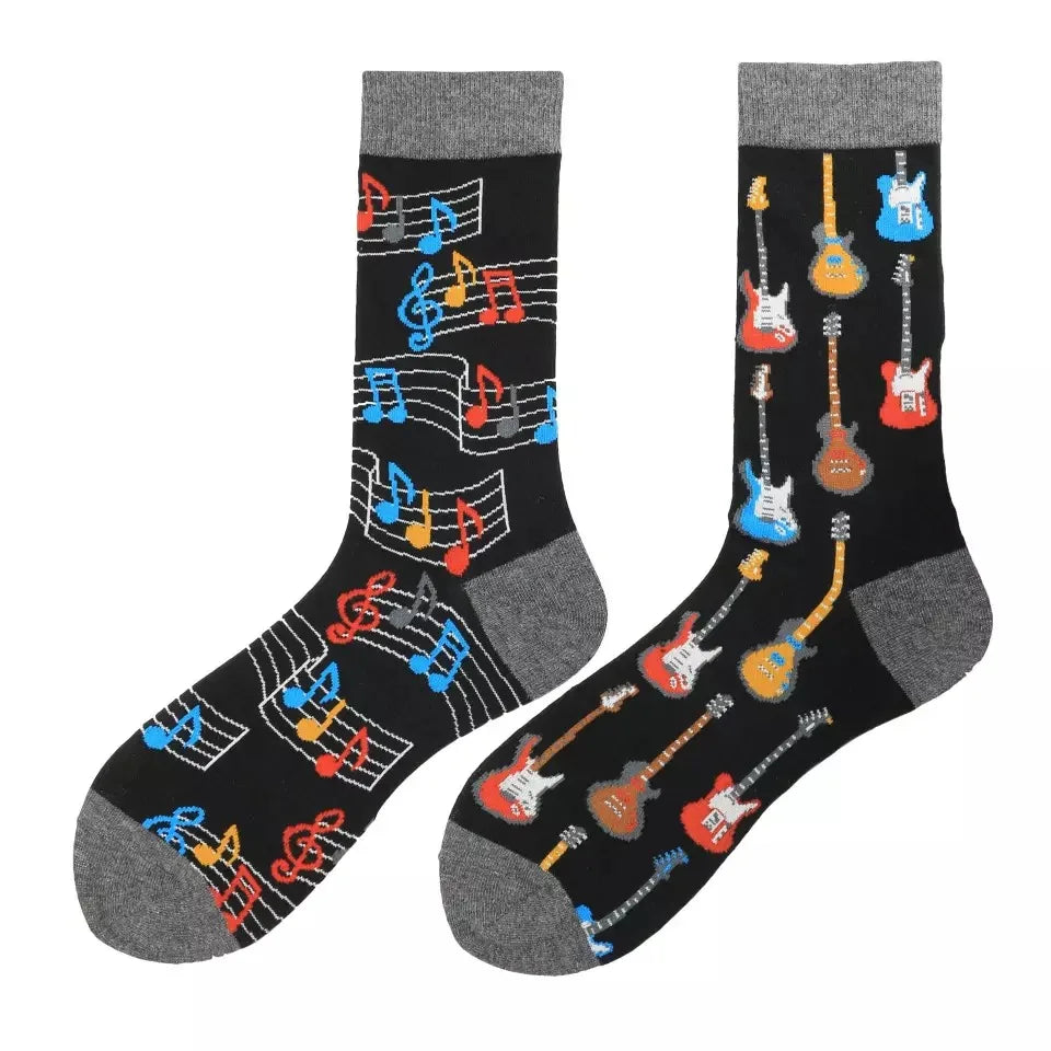 Men's Harajuku socks with print Funny AB asymmetric fashion colorful skateboard socks Happy Business Socks