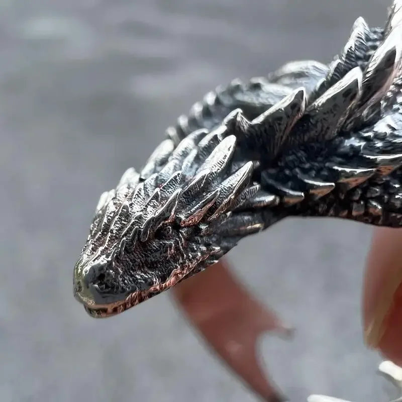 Men Adjustable Retro Ring Black Dragon Abraxas Rings