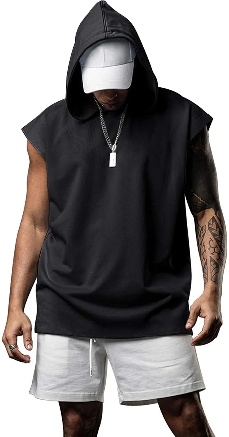 2025 Brand New Men's Tank Tops Vest Sleeveless Tees For Male Hooded Man Vests Tops Hip Hop Men Tank Top Hoody T shirt Male Mens
