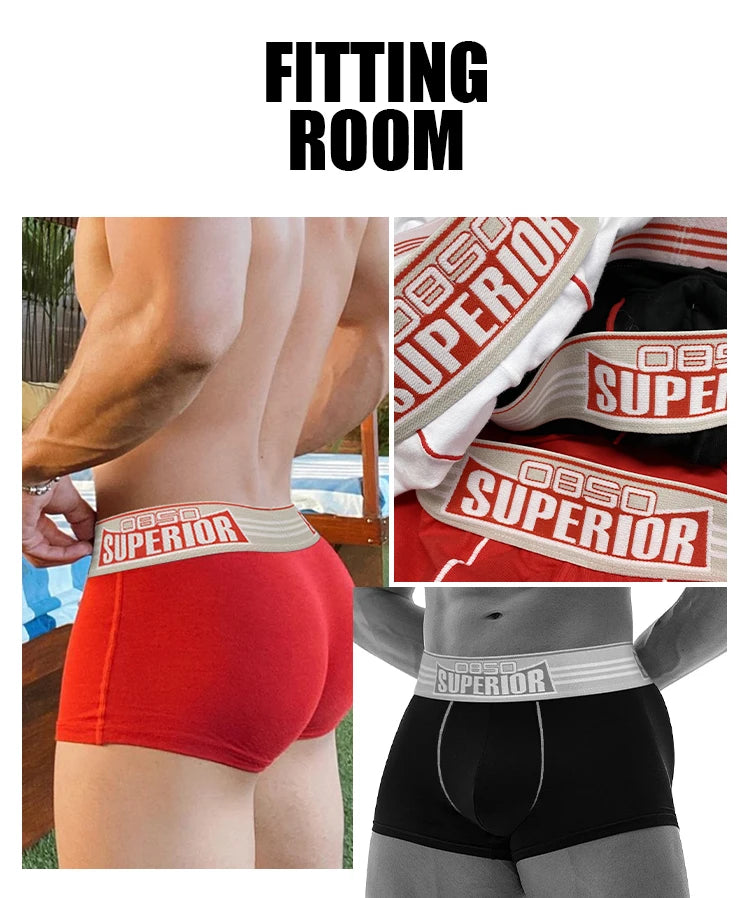 ORLVS Men's Cotton Boxer Shorts with Pouch