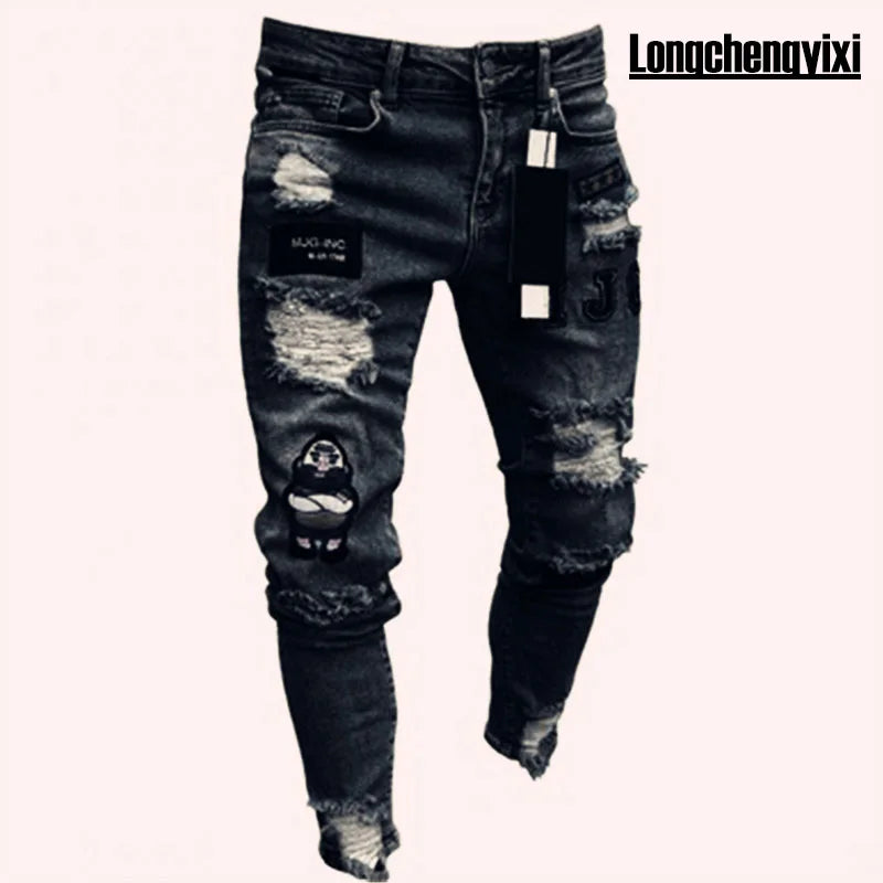 Mens Black Casual Slim Fit Jeans Pants