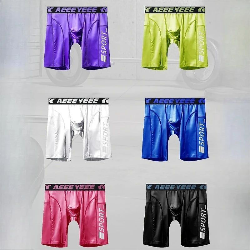 Men's Long Boxer Shorts Quick-dry U Pouch Fitness Underwear