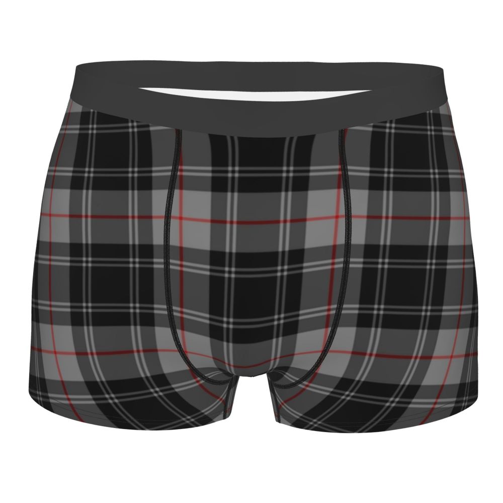 Black Watch Tartan Boxer Shorts for Men in Lycra and Polyester