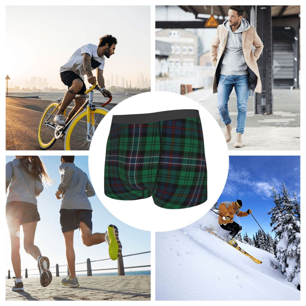 Black Watch Tartan Boxer Shorts for Men in Lycra and Polyester