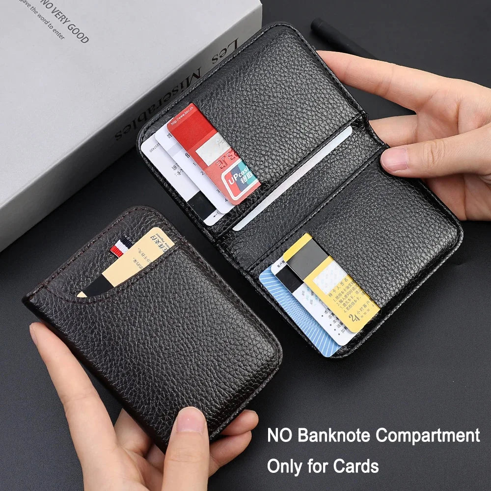 Portable Super Slim Soft Wallet Leather Mini Credit Card Wallet No Zipper