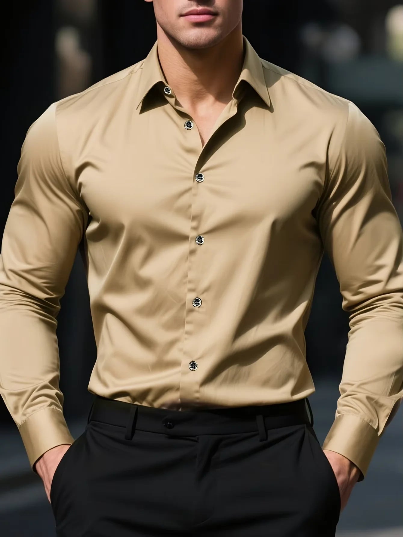 Elegant Fashion Long Sleeve Men Shirt for Business Casual Wear