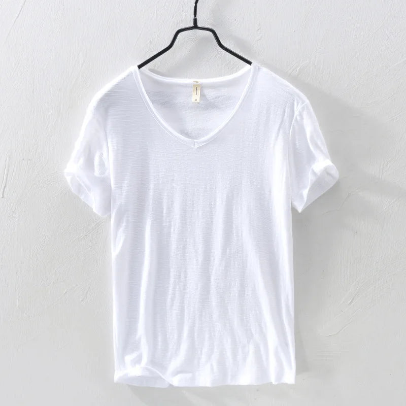 New Mens T Shirt Pure Color V Collar Short Sleeved Tops Tees Men T-Shirt 10colors slim Man T-Shirts Fitness For Male Clothes