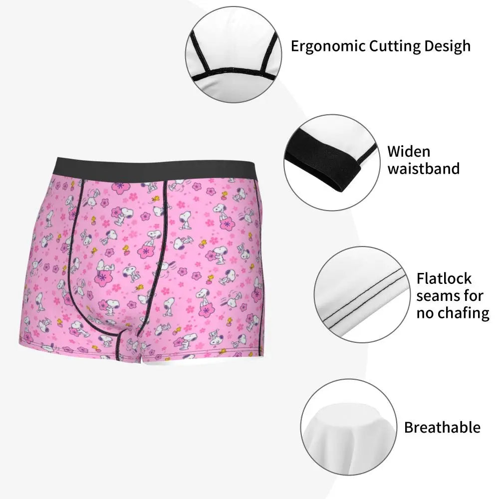 Snoopy Boxer Briefs for Men - Giggle Print Polyester Blend