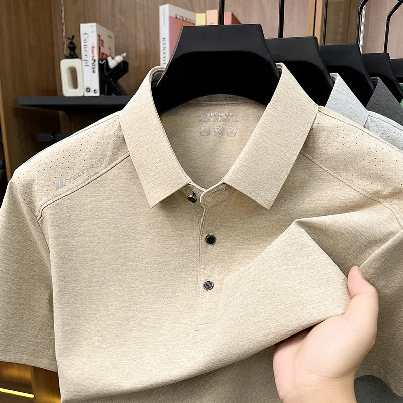 Mens Modern Polo T Shirt Short Sleeve Slim Fit Design Tops Suitable For Business Casual And Daily Wear