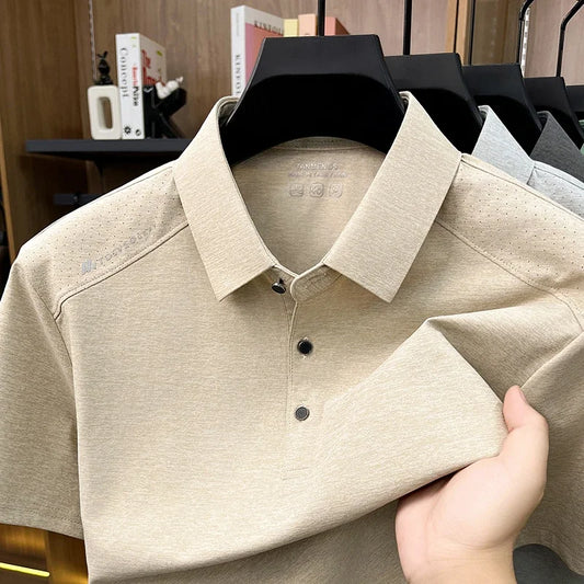Mens Modern Polo T Shirt Short Sleeve Slim Fit Design Tops Suitable For Business Casual And Daily Wear