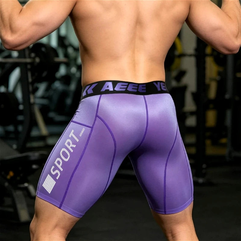Men's Long Boxer Shorts Quick-dry U Pouch Fitness Underwear