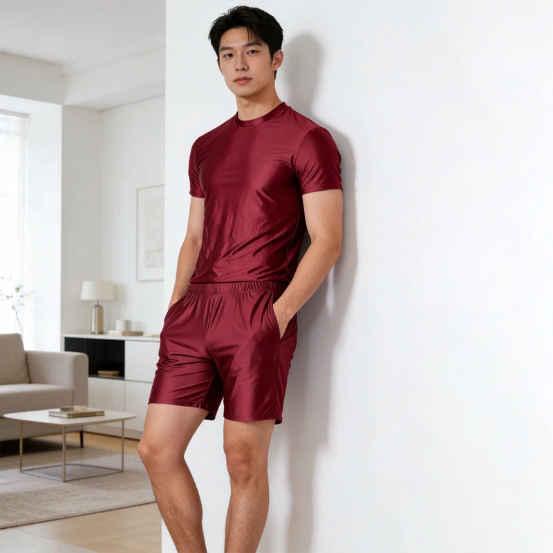 Men's Ice Silk Loungewear Set - Cool, Breathable, Comfortable & Wearable Outside