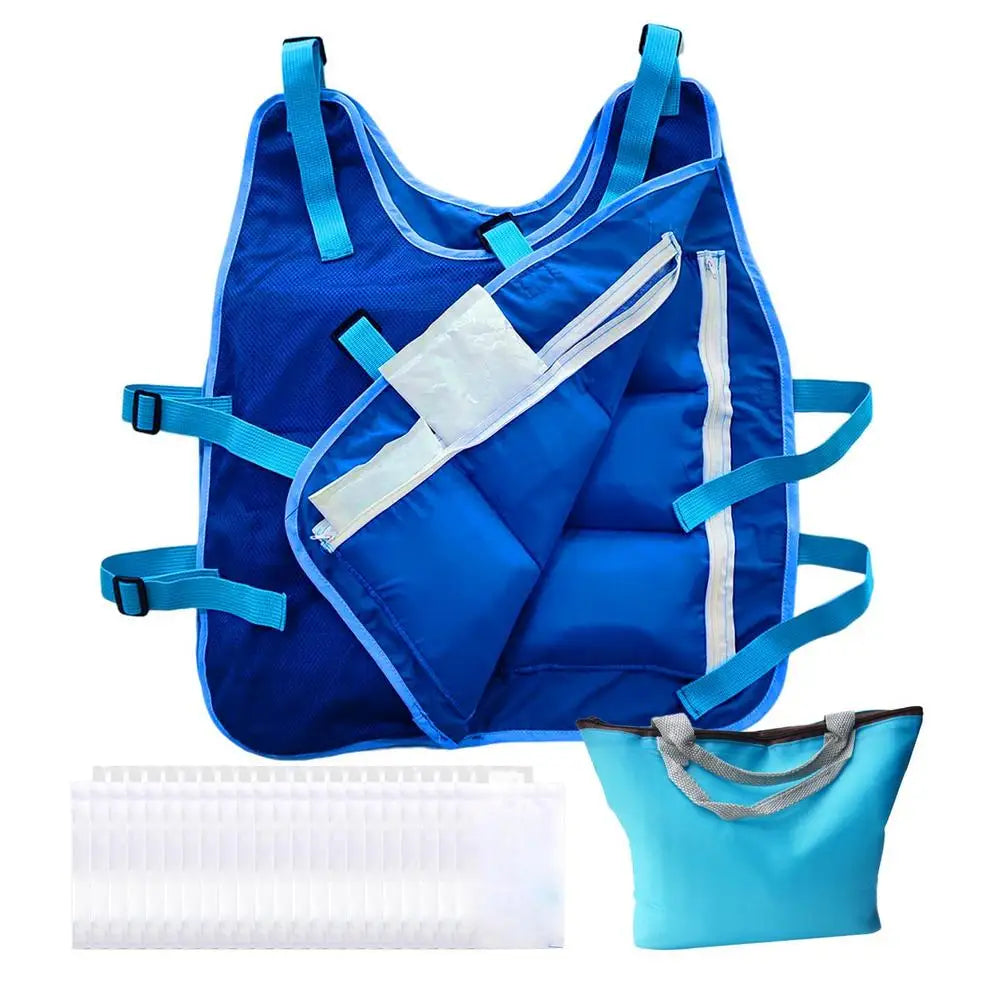 Men's Blue Summer Cooling Vest with Adjustable Fit
