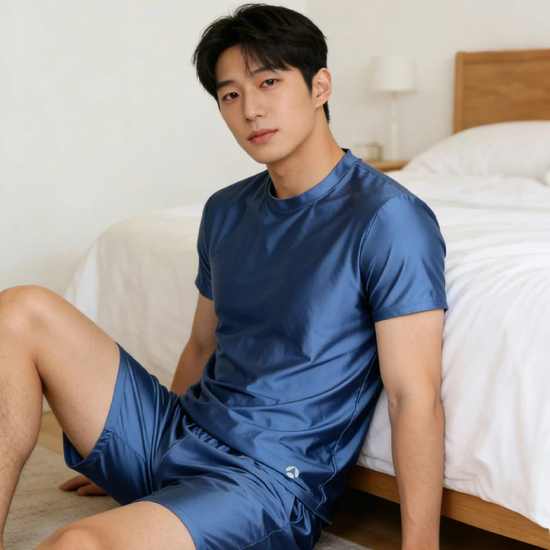 Men's Ice Silk Loungewear Set - Cool, Breathable, Comfortable & Wearable Outside