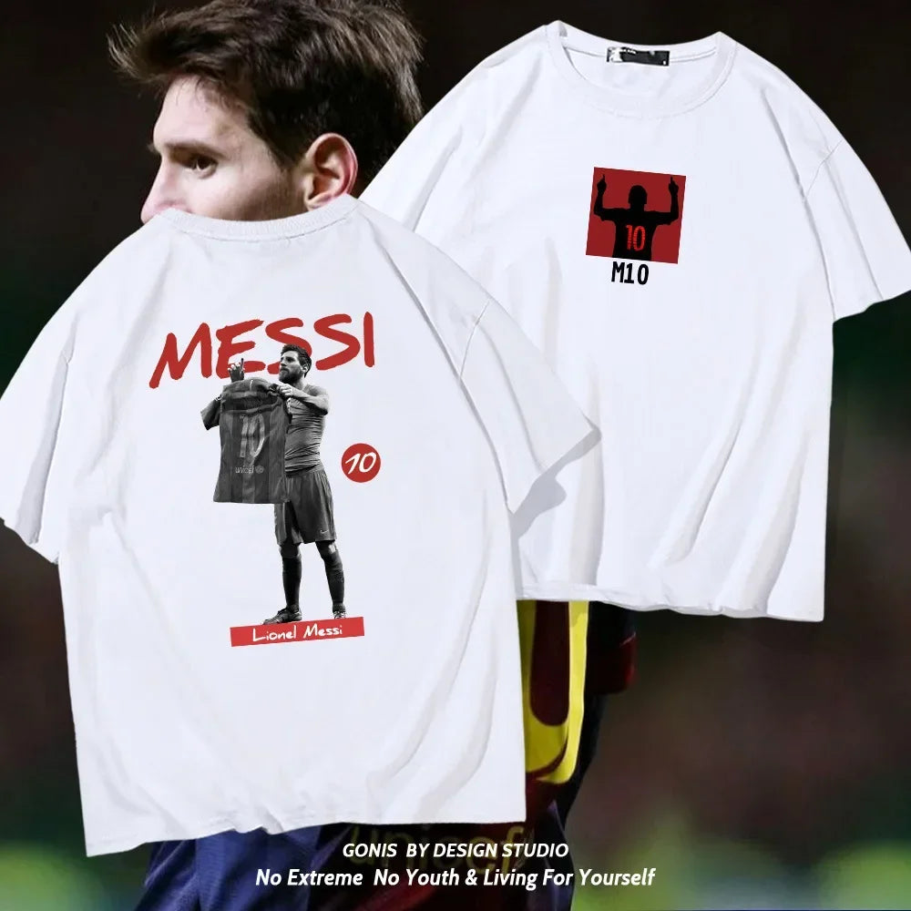 Messi short-sleeved printed 100%cotton summer men'sT-shirt outdoor casual tops urban fashion men's clothing unisex short-sleeved