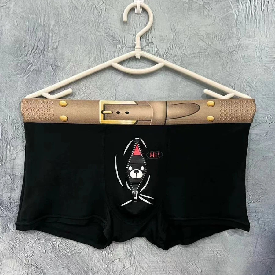 Men's Cartoon Print Bear Boxers by Christie Kirkland