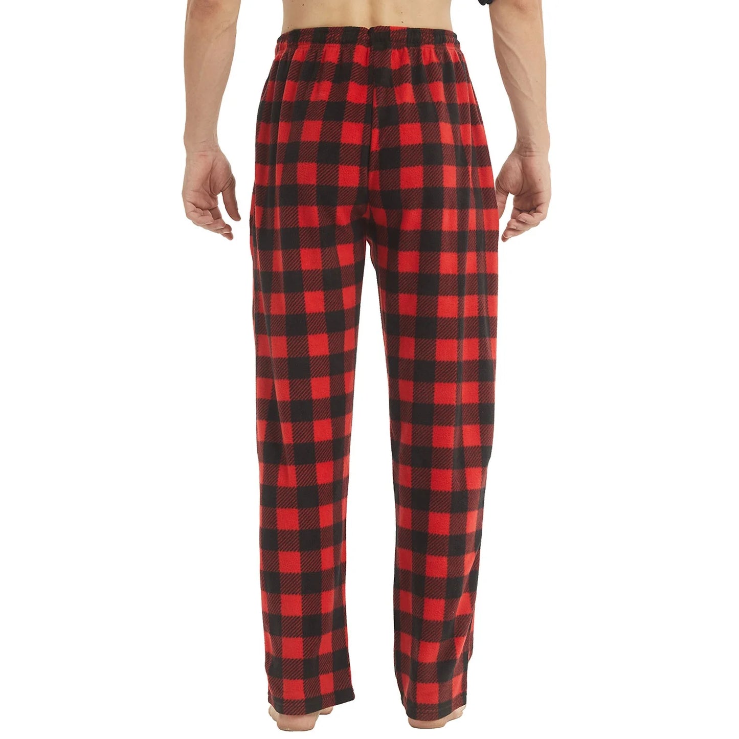Mens Christmas Pajama Pants Winter Bottoms Fleece Lounge Sleepwear Lightweight Plaid pj Pants with Pockets Microfleece