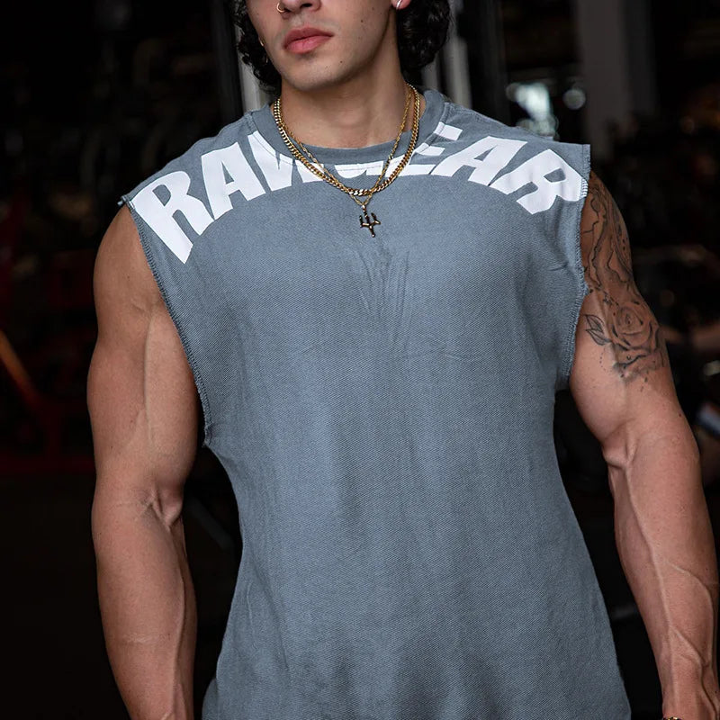 Men's Summer Cotton Tank Top Muscle Gym Fitness Workout Sleeveless Shirts O-Neck Vest Casual Sports Tops Male Trendy Breathable