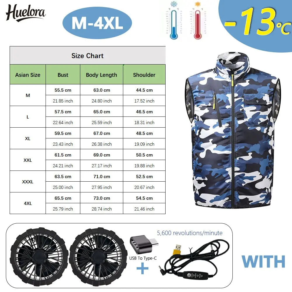 Men's Cooling Vest USB Air Conditioner Fan Jacket