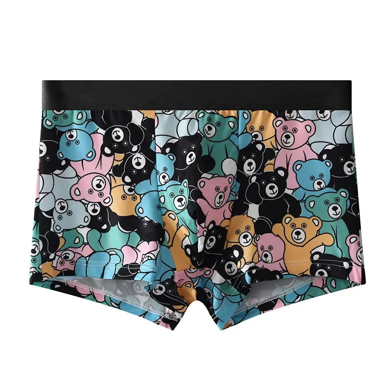 Men's Printed Ice Silk Boxer Shorts by SUGOIDAN