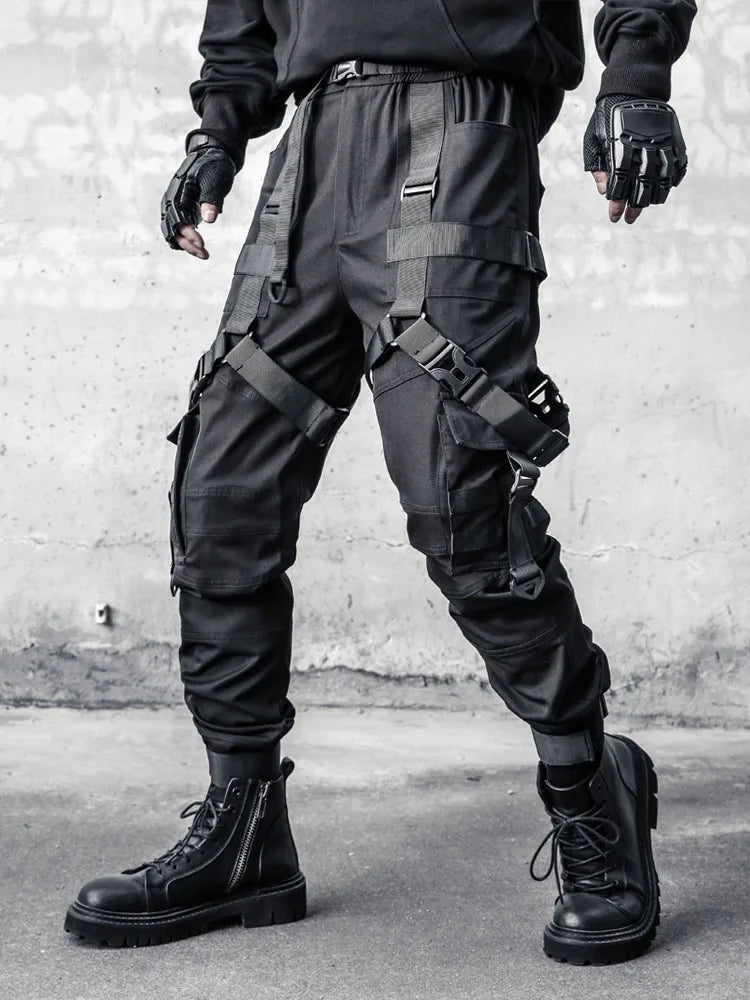 Cyber Punk Cargo Pants Men Polyester Safari Style