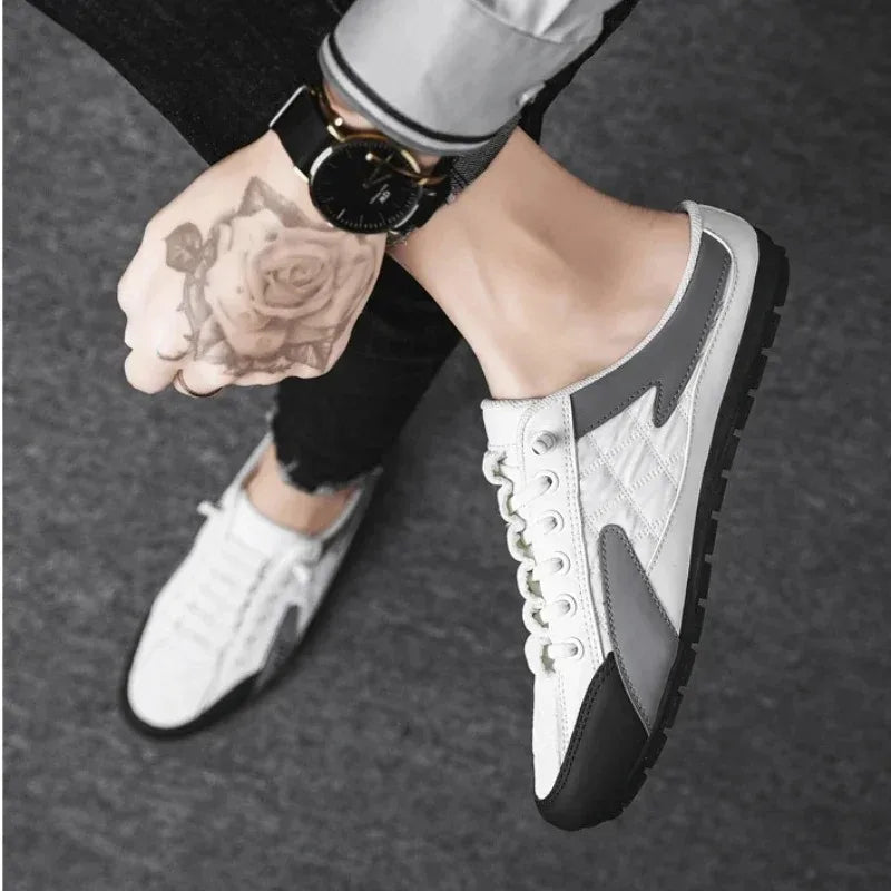 Men's Casual Slip-On PU Summer Slippers with Rubber Sole