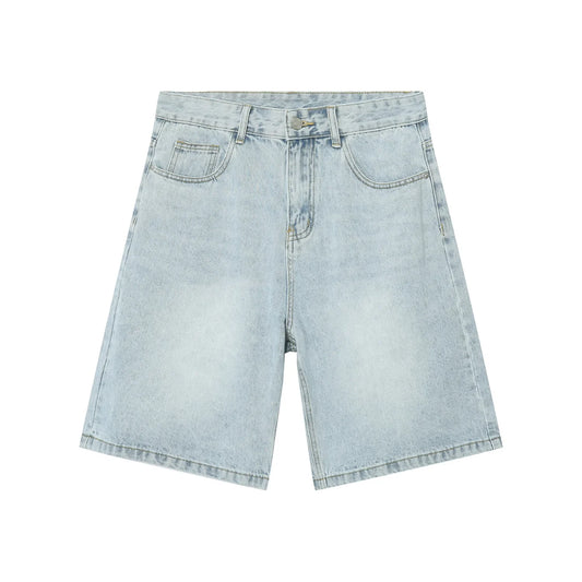 Vintage Mens Jeans High-Streets Wide-leg Pants Men Summer Baggy Jeans Denim Shorts for Men Streetwear Knee Length Short Pants