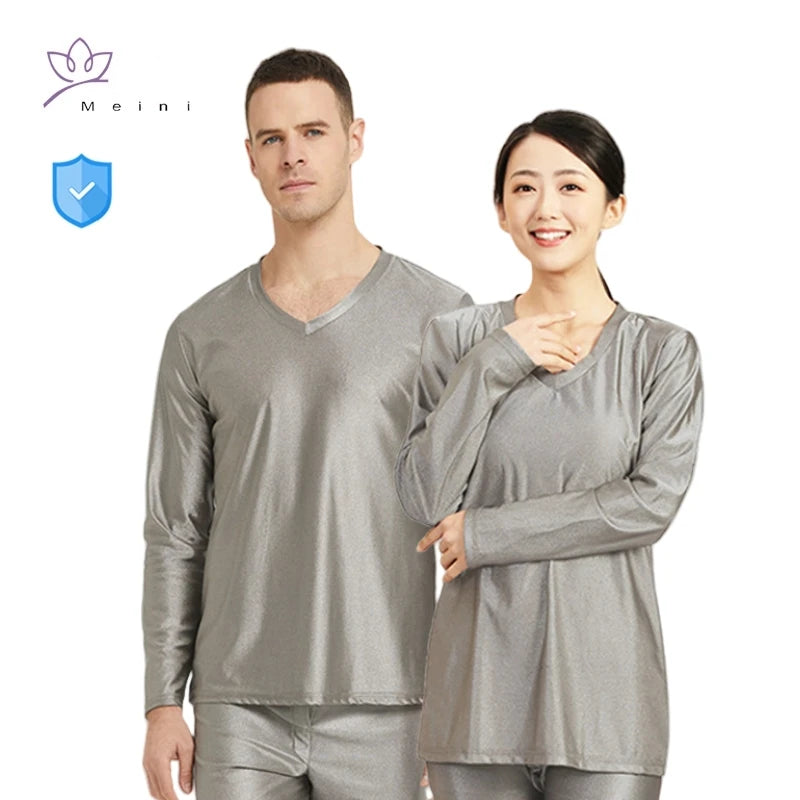 Real electromagnetic radiation protective 100% silver fiber knitted fabric long underwear EMR