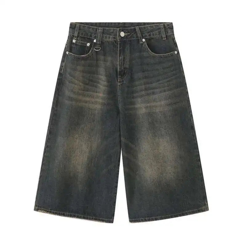IEFB American Style Men's Shorts Camouflage Calf-Length Pants Straight Wide Leg Male Short Jeans Summer Fashion Bottom 9C7600