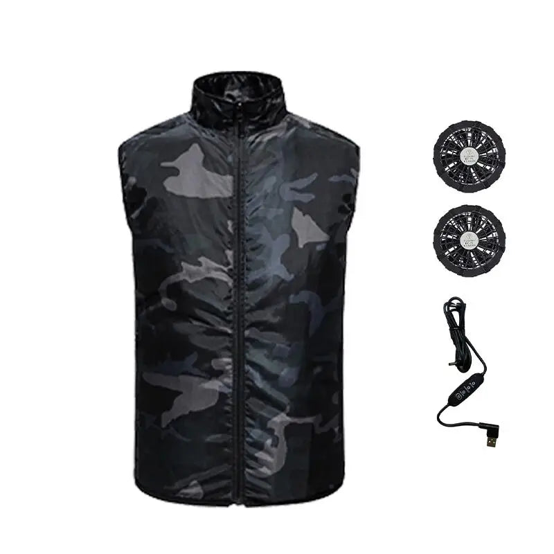 Men's Polyester Fan Cooling Vest with 3-Speed Adjustment