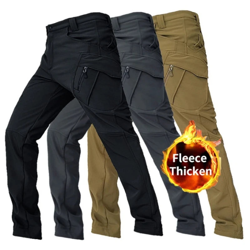 Men's Tactical Cargo Pants Waterproof Fleece Lined Winter