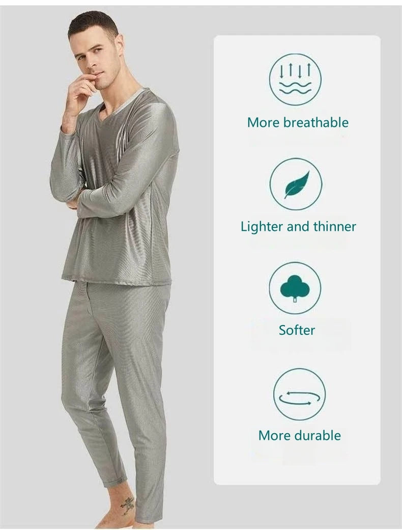 Real electromagnetic radiation protective 100% silver fiber knitted fabric long underwear EMR