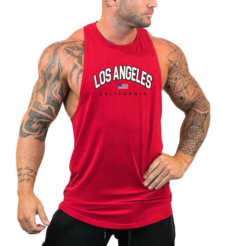 Mens Bodybuilding Tank Tops Casual Sleeveless Fitness Muscle Shirt Gym Sport Vests Summer Cotton Breathable Cool Loose Clothing