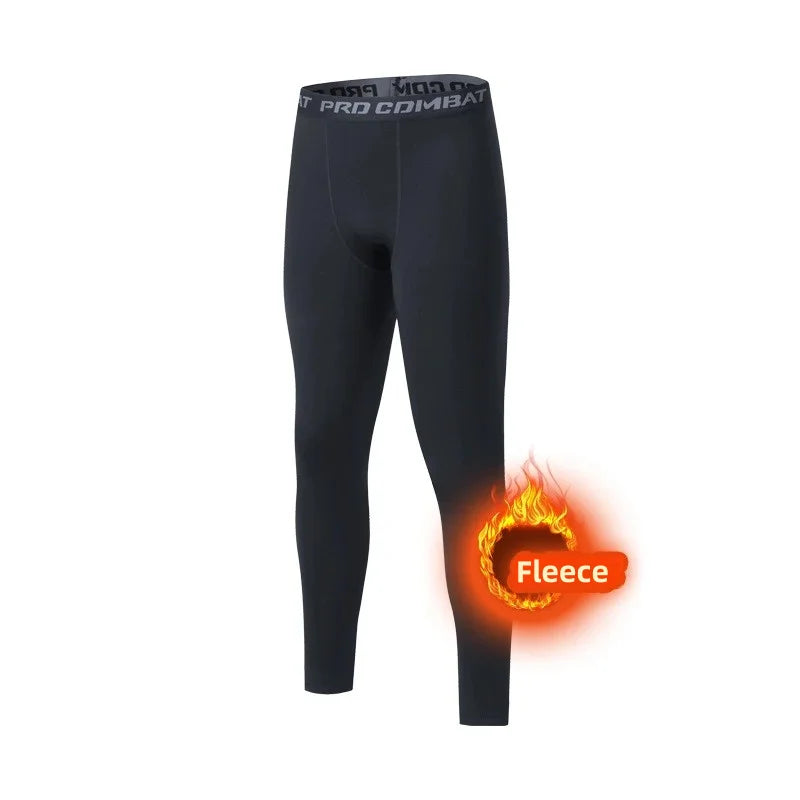 Men's Thermal Fleece Leggings Compression Pants