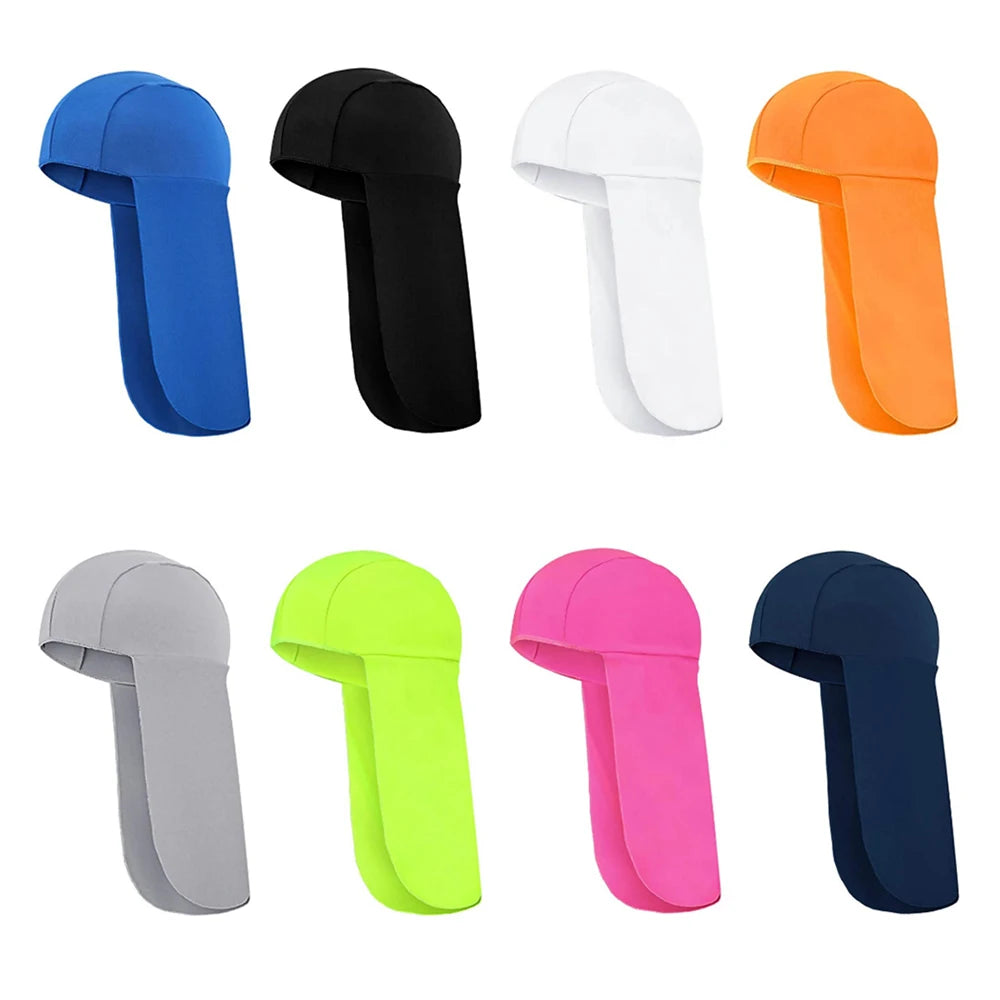 Black Polyester Cooling Cap With Neck Shield For UV Protection