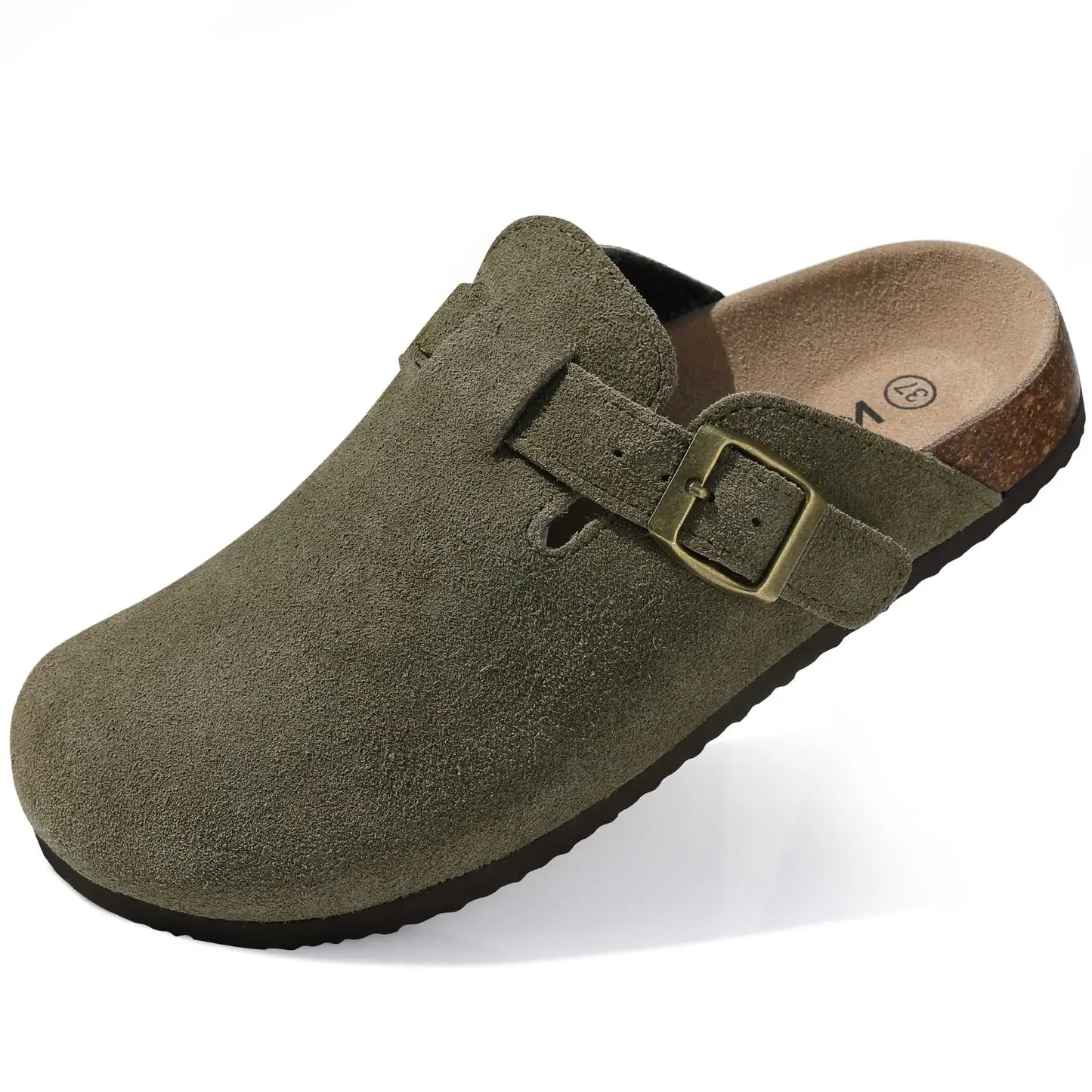 Kidmi Genuine Suede Mules with Cork Footbed for Men