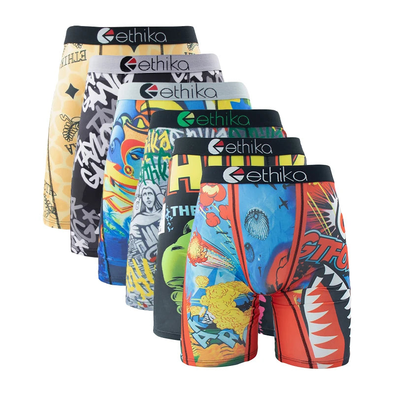 ETHIKA 6Pcs Men Boxers Breathable Swimming Underpants