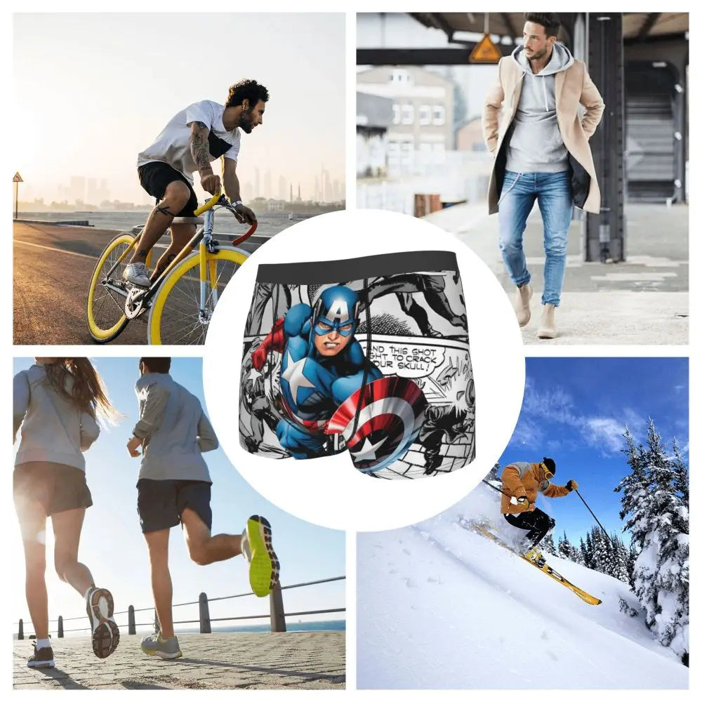 Captain America Comics Design Boxer Shorts for Men by MINISO